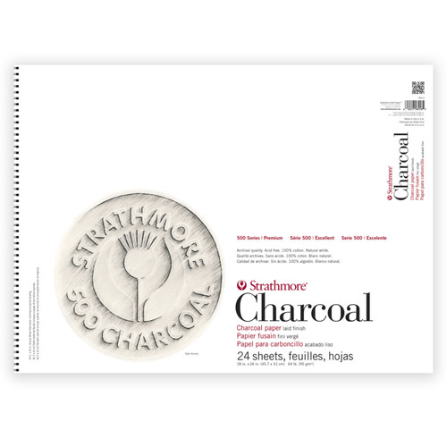 Strathmore Charcoal Spiral Paper Pad 18"X24" 24/PKG-White - 62560300 - 012017580185