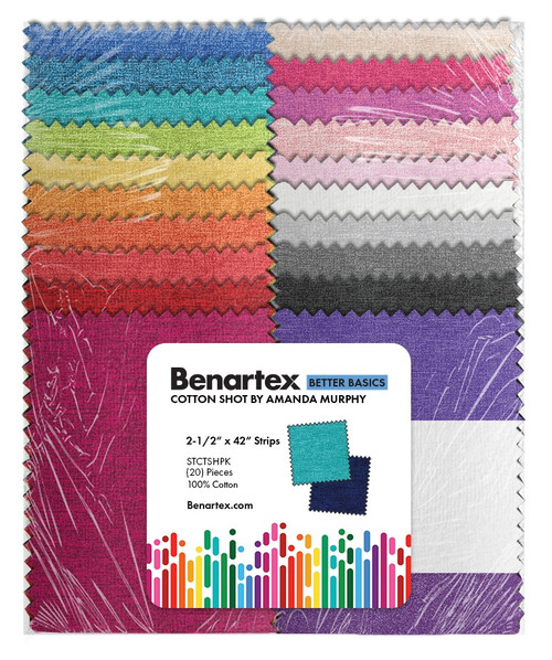 Benartex Fabric Strip-Pies 2.5"X42" 20/Pkg-Cotton Shot - 5A0035PZ-1H722 - 617467181571
