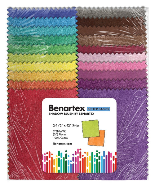 Benartex Fabric Strip-Pies 2.5"X42" 20/Pkg-Shadow Blush Jewels - 5A0035Q2-1H724 - 617467181557