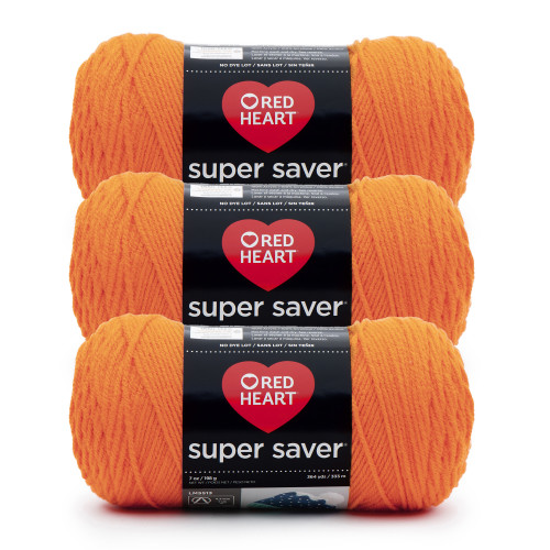 8 Pack - Red Heart Super Saver Yarn 3/Pack-Pumpkin - 5A00216R-1G4BB - 726465500632