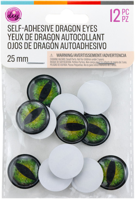 CousinDIY Dragon Adhesive Wiggle Eyes 25mm 12/Pkg-Green - 5A002XVX-1GYHV - 191648186031