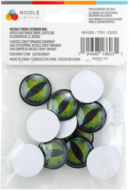 CousinDIY Dragon Adhesive Wiggle Eyes 25mm 12/Pkg-Green - 5A002XVX-1GYHV