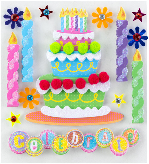 K&Company Dimensional Stickers-Birthday Cake - 5A002Q31-1GRRF