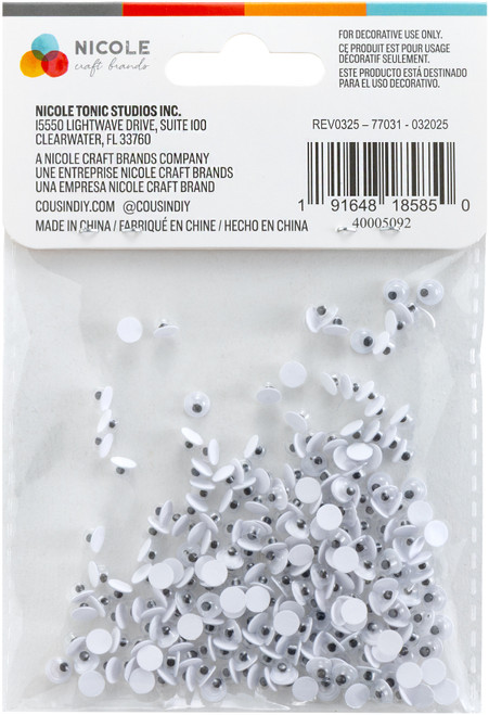 CousinDIY Paste-On Wiggle Eyes 5mm 220/Pkg-Black - 5A002XSR-1GYJT
