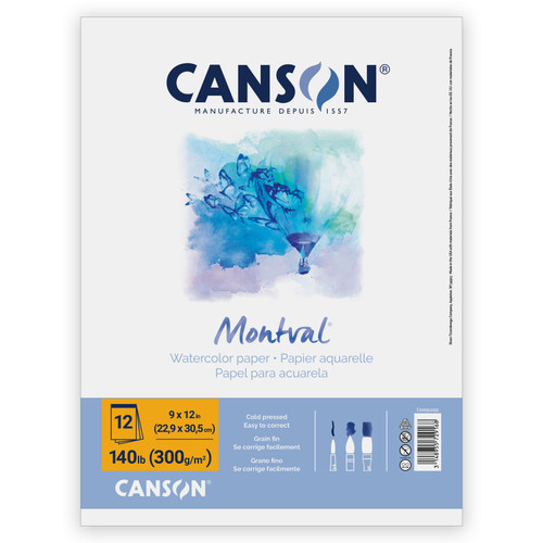Canson Artist Series Montval Watercolor Pad 9"X12"-Fold Over, 12 Sheets - 5A00367R-1H7H6 - 3148955729168