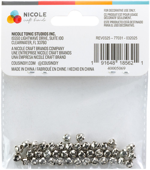 CousinDIY Jingle Bells 0.25" 40/Pkg-Silver - 5A002XRV-1GYK4