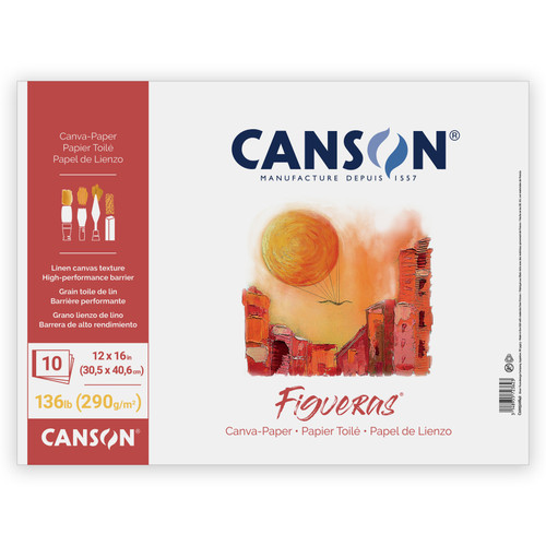 Canson Aritst Series Canva Paper Pad 12"X16"-Fold Over, 10 Sheets - 5A00369N-1H7HZ - 3148955723623