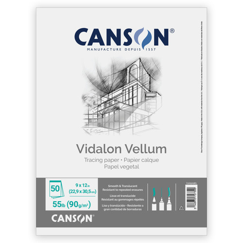 Canson Artist Series Vidalon Vellum Pad 9"X12"-Fold Over, 50 Sheets - 5A0036B5-1H7D1 - 3148955727300