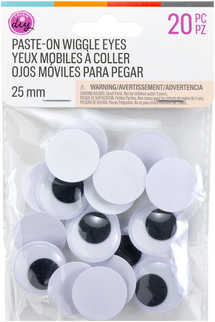 CousinDIY Paste-On Wiggle Eyes 25mm 20/Pkg-Black - 5A002XQM-1GYKL - 191648185911