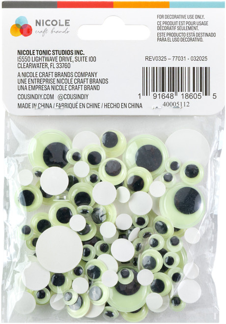 CousinDIY Wiggle Eyes Variety Pack 100/Pkg-Glow In The Dark - 5A002XRG-1GYKR