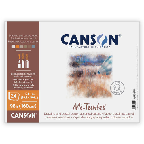 Canson Mi-Teintes Assorted Pad 12"X16"-Fold Over, 24 Sheets - 5A00367Q-1H7G8 - 3148955724255 Canson Mi-Teintes Assorted Pad 12"X16"-Fold Over, 24 Sheets - 5A00367Q-1H7G8 - 3148955724255