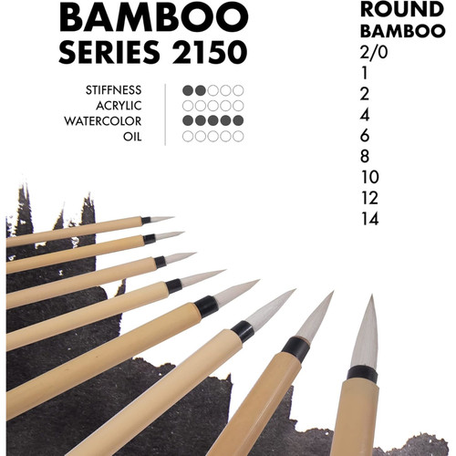 Princeton Bamboo Natural Short Handle Brush-Round Size 14 - 5A00364W-1H7GK