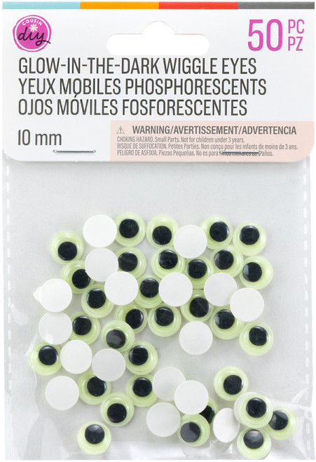 CousinDIY Wiggle Eyes 10mm 50/Pkg-Glow In The Dark - 5A002XV4-1GYM8 - 191648186062