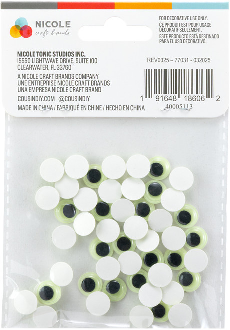 CousinDIY Wiggle Eyes 10mm 50/Pkg-Glow In The Dark - 5A002XV4-1GYM8