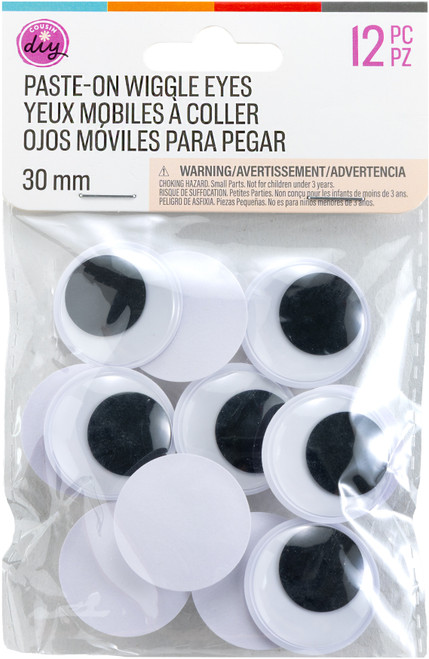 CousinDIY Paste-On Wiggle Eyes 30mm 12/Pkg-Black - 5A002XS7-1GYNX - 191648185928