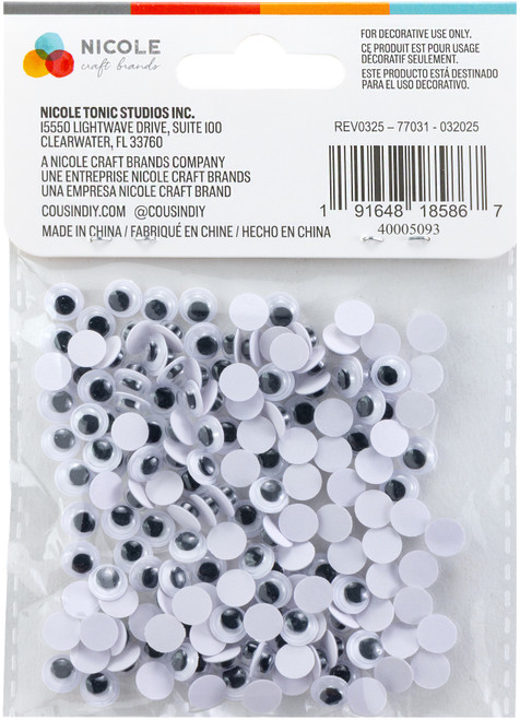 CousinDIY Paste-On Wiggle Eyes 7mm 170/Pkg-Black - 5A002XRS-1GYPP CousinDIY Paste-On Wiggle Eyes 7mm 170/Pkg-Black - 5A002XRS-1GYPP