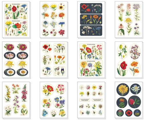 Cavallini Vintage Style Sticker Tin-Wildflowers - 5A0035PC-1H6ZC
