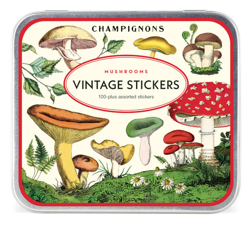Cavallini Vintage Style Sticker Tin-Mushrooms - 5A0035PC-1H6Z5 - 9781639472901