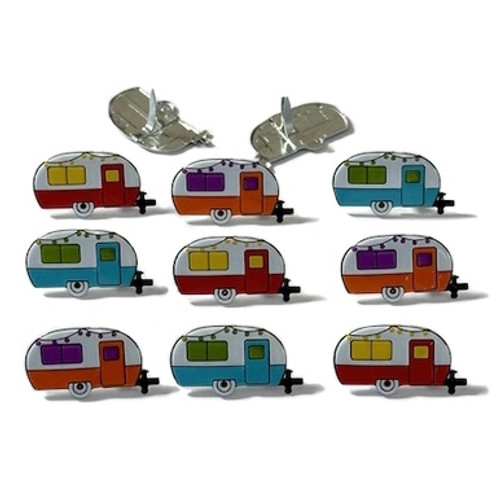 Eyelet Outlet Shape Brads 12/Pkg-Camper - QBRD2-1H6Z7 - 810787026069