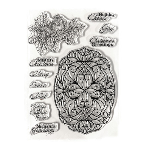 Elizabeth Craft Clear Stamps-Festive Holly Sentiments - 5A0035H3-1H6S8 - 741527317997