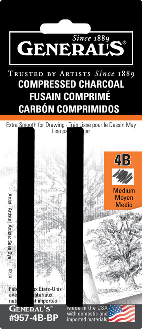 General's Compressed Charcoal 2/Pkg-4B - 957-4B - 044974957427
