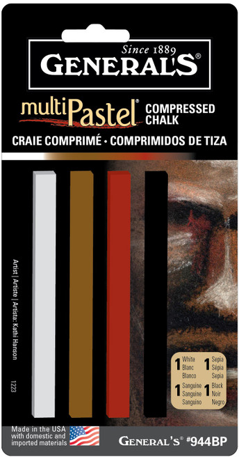 Compressed Pastel Crayons 4/Pkg-Assorted Colors - 944BP - 044974944045
