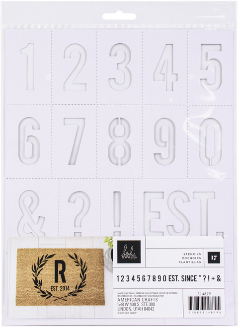 4 Pack - Heidi Swapp DIY Doormats Stencil-Numbers - HS314879 - 718813148795