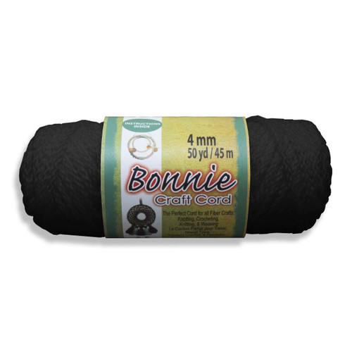 6 Pack - Pepperell Bonnie Macrame Craft Cord 4mmX50yd-Black - BB4-50-042 - 725879640422
