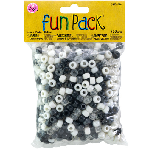 3 Pack - CousinDIY Fun Pack Acrylic Pony Beads 700/Pkg-Monochrome - 34734236 - 016321284081