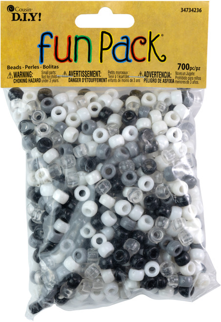 3 Pack - CousinDIY Fun Pack Acrylic Pony Beads 700/Pkg-Monochrome - 34734236 - 016321284081