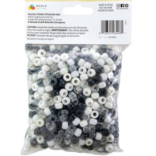 3 Pack - CousinDIY Fun Pack Acrylic Pony Beads 700/Pkg-Monochrome - 34734236