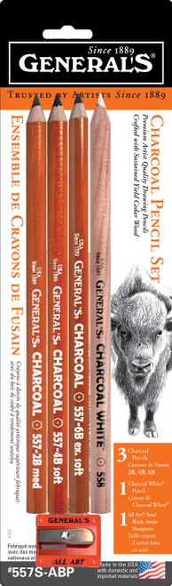 3 Pack - General Pencil Charcoal Pencil Kit-Blistercarded - 5A0036D2-1H7K6 - 044974557016