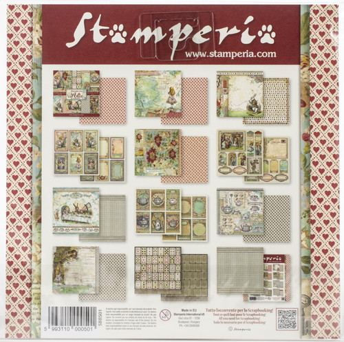 3 Pack - Stamperia Double-Sided Paper Pad 8"X8" 10/Pkg-Alice In Wonderland, 10 Designs/1 Each - SBBS01