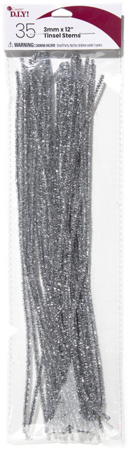 12 Pack - CousinDIY Tinsel Stems 3mmx12" 35/Pkg-Silver - 5A002F73-3 - 191648096798