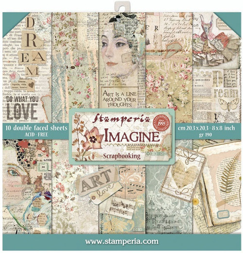 3 Pack - Stamperia Double-Sided Paper Pad 8"X8" 10/Pkg-Imagine, 10 Designs/1 Each - SBBS07 - 5993110003700