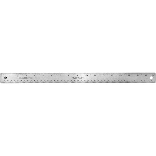 12 Pack - Westcott Stainless Steel Ruler With Non-Slip Cork Base-18" - 10417 - 073577104174