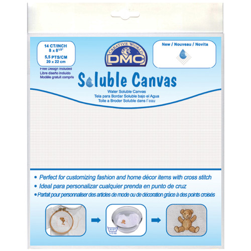 3 Pack - DMC Soluble Canvas 14 Count 8"X8.5"-White - DC90 - 077540181599