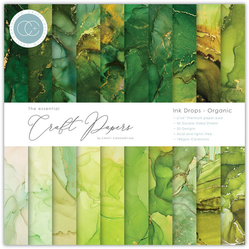2 Pack - Craft Consortium Double-Sided Paper Pad 6"X6" 40/Pkg-Ink Drops - Organic, 20 Designs - CPAD027B - 5060921931505