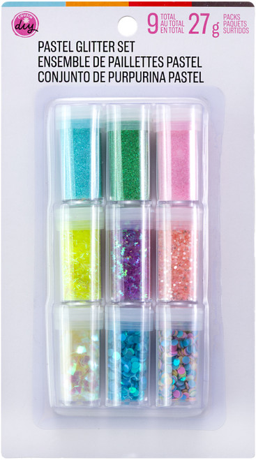 CousinDIY Glitter Assortment 9/Pkg-Pastel - 5A002XW8-5154 - 191648186529