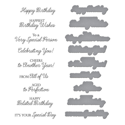 Spellbinders BetterPress Plate & Die Set by Suzanne Hue-Birthday Wishes Sentiments - 5A0036K4-1H7PJ