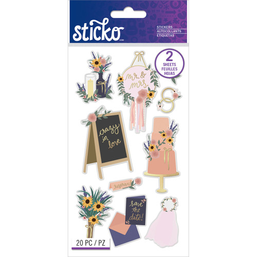 Sticko Flat Stickers-Boho Wedding, 20/Pkg - 8601693