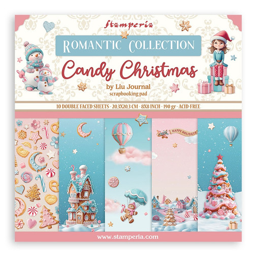 Stamperia Scrapbooking Pad 8"X8" 10/Pkg-Candy Christmas - 5A0032WZ-1H4K6 - 5993110045557