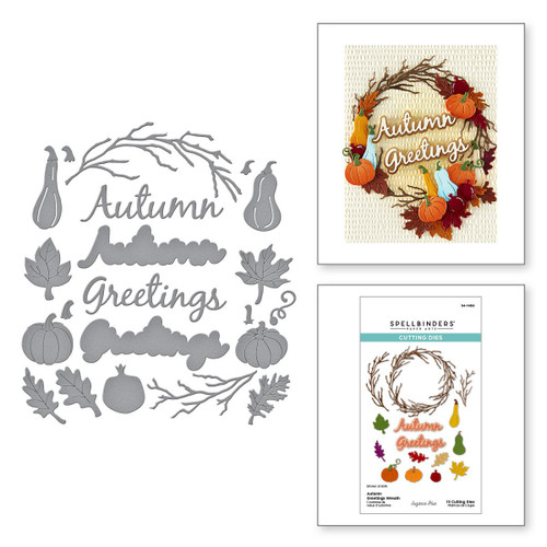 Spellbinders Etched Dies by Suzanne Hue-Autumn Greetings Wreath - 5A0036JM-1H7Q1