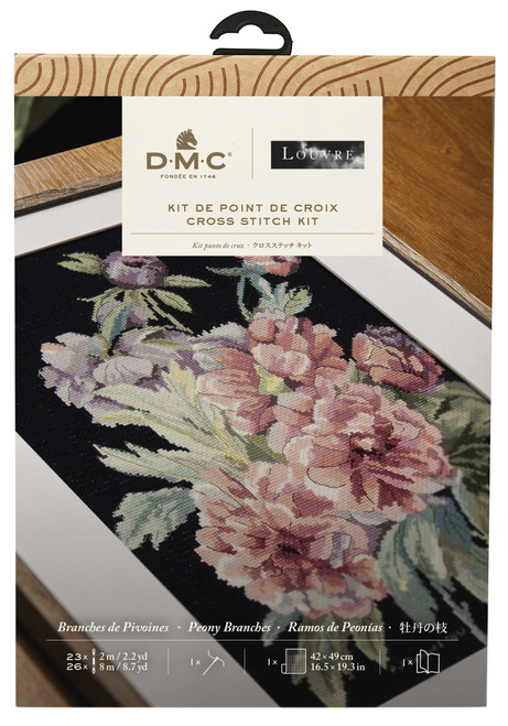 DMC Mindful Making Advanced Cross Stitch Kit-Peony Branches PJ Redoute - 5A003595-1H6MJ - 3357995035447