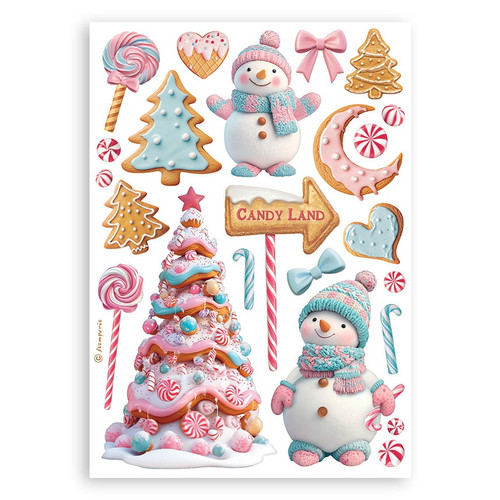 Stamperia A5 Washi Pad 8/Pkg-Candy Christmas - 5A0032VS-1H4MM
