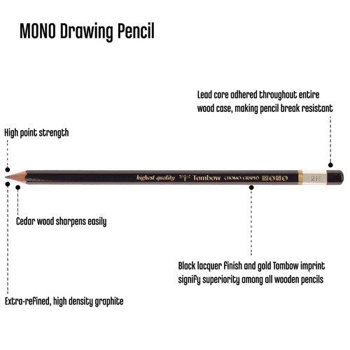 Tombow Mono Drawing Pencil-2H - 5A0036NY-1H7X4 Tombow Mono Drawing Pencil-2H - 5A0036NY-1H7X4