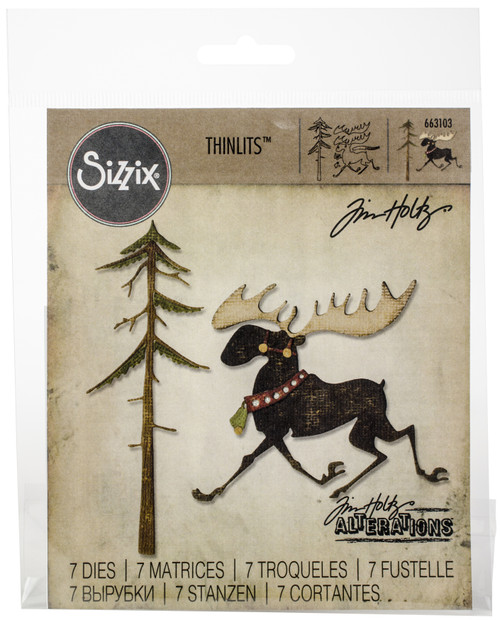 Sizzix Thinlits Dies By Tim Holtz 7/Pkg-Merry Moose - 663103 - 2000008412988
