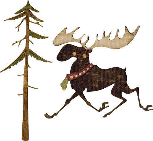 Sizzix Thinlits Dies By Tim Holtz 7/Pkg-Merry Moose - 663103