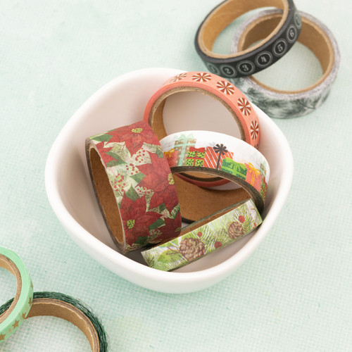 3 Pack - Vicki Boutin Evergreen & Holly Washi Tape 8/Pkg-W/Gold Foil Accents - VBEH3716