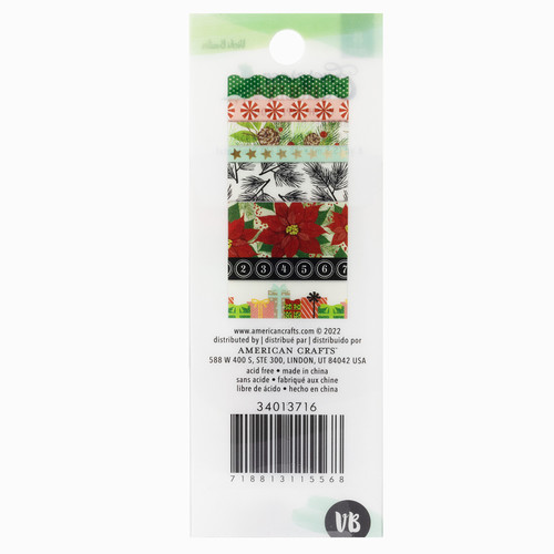 3 Pack - Vicki Boutin Evergreen & Holly Washi Tape 8/Pkg-W/Gold Foil Accents - VBEH3716
